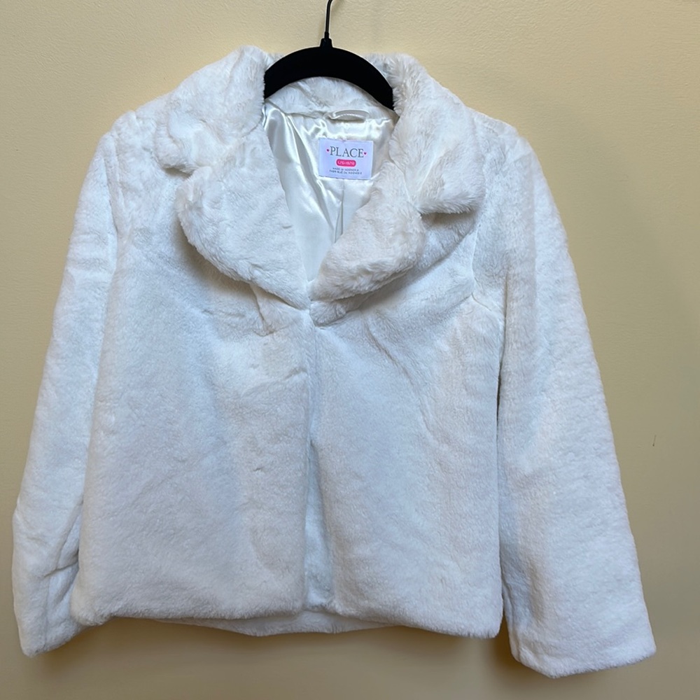 Girl white fur coat
